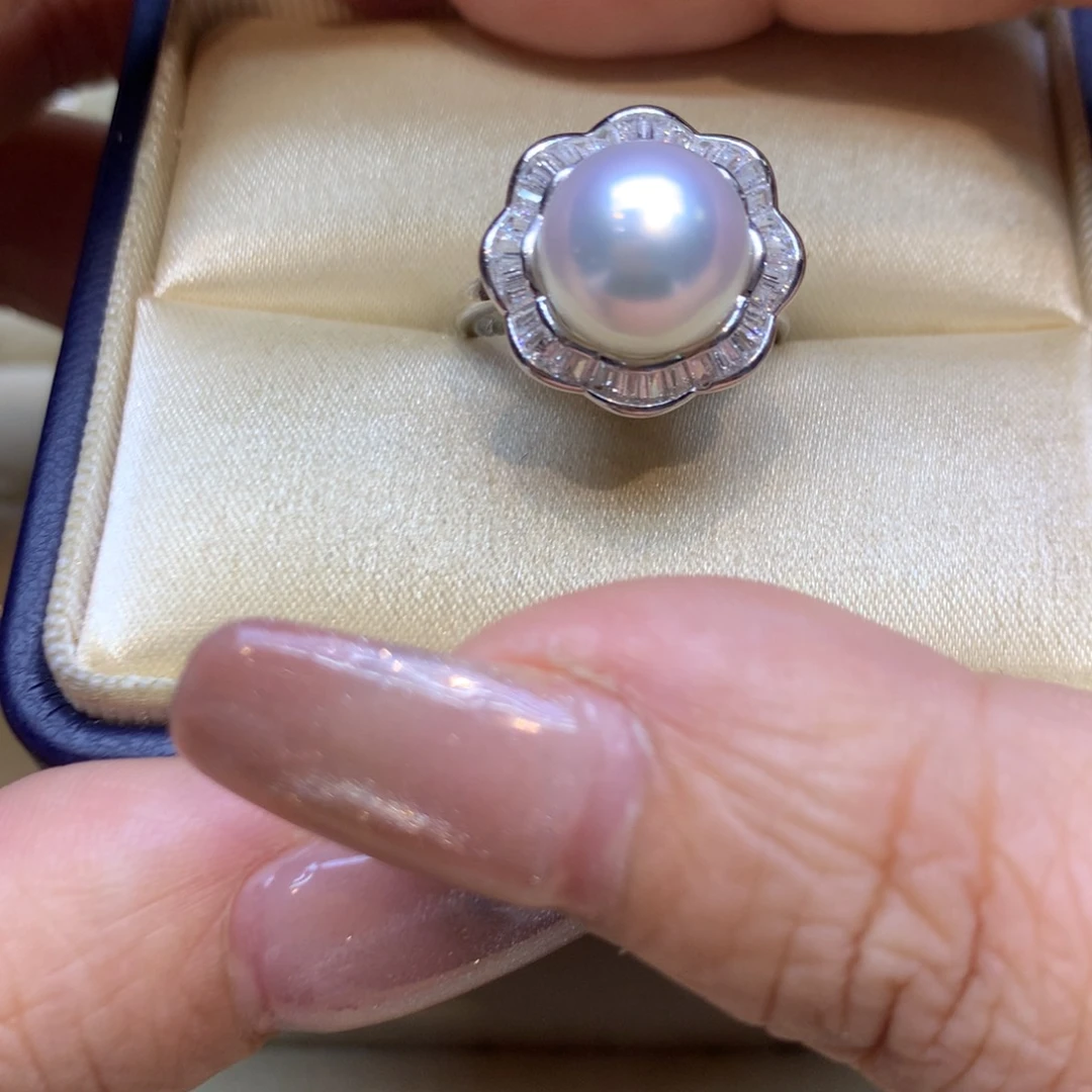 银S925镶嵌戒指海水珍珠