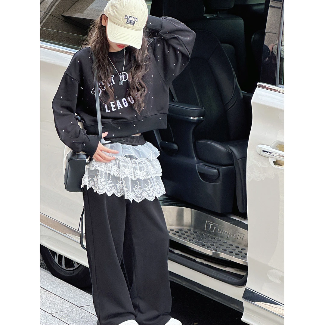 K29389孙小美烫钻女童卫衣两件套装2025秋装新款儿童春秋衣服