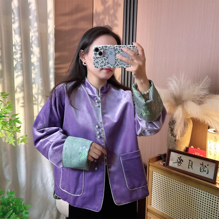 【异色罗】新中式秋冬丝绒双面双穿异色罗宽松版外套