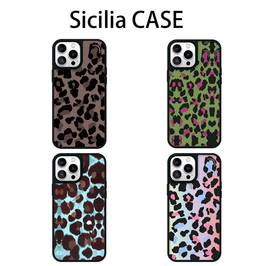 潮牌肤感强力磁吸豹纹彩色适用苹果16promax手机壳创意小众个性