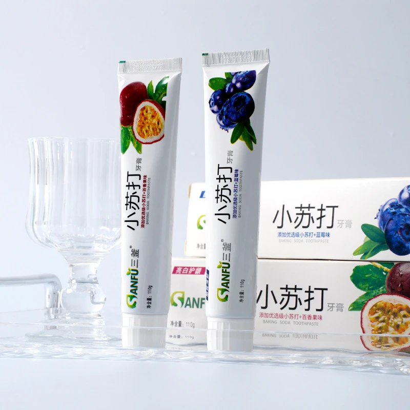 三赠品 小苏打水果牙膏亮白牙齿去黄去渍清新口气保护牙龈