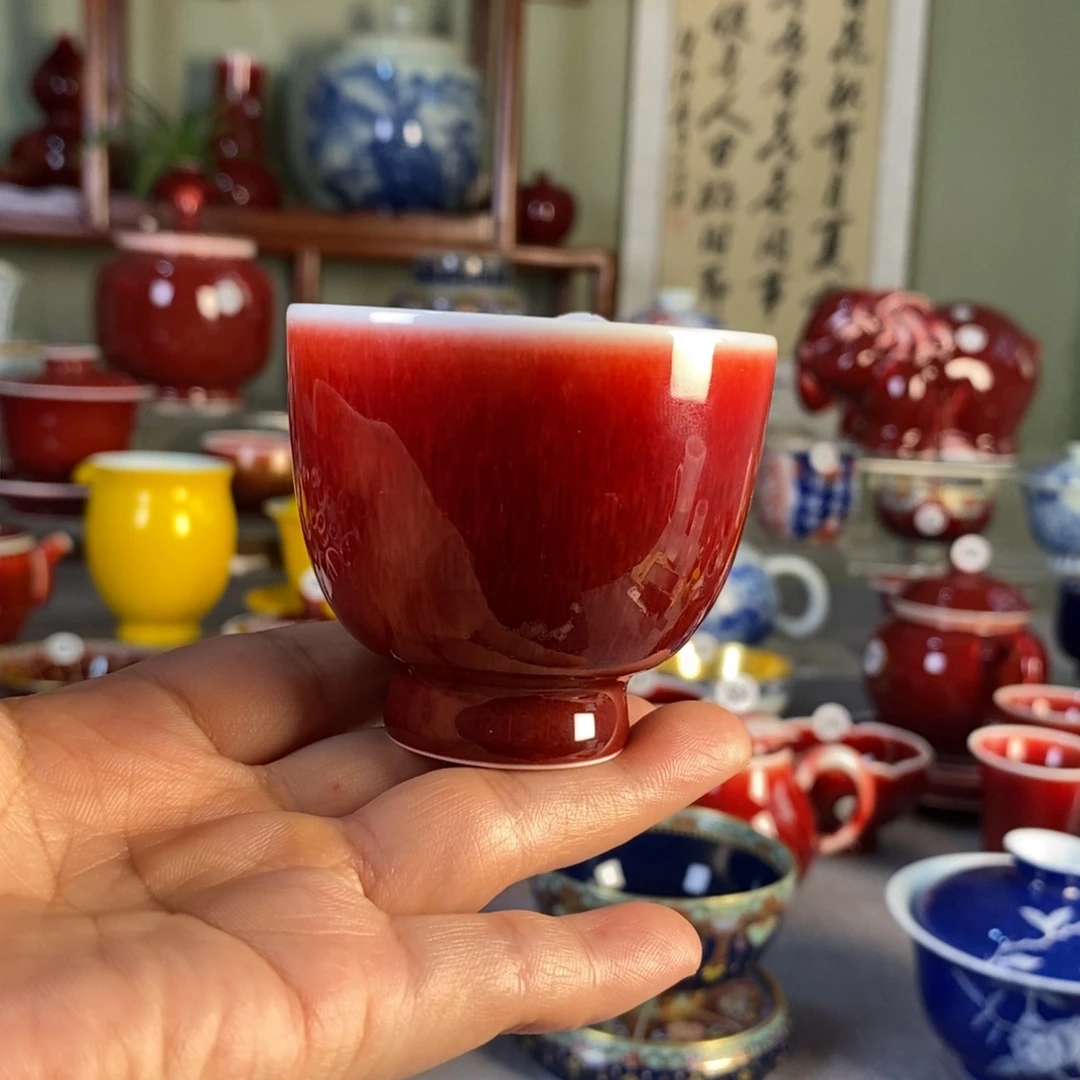 清欢雅玩原矿郎红品茗杯