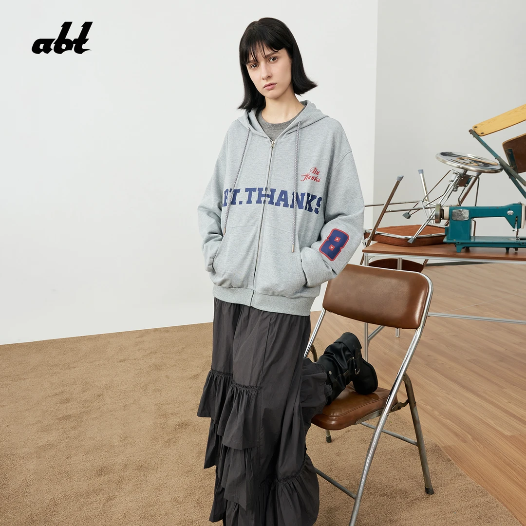 abt连帽印花卫衣外套25秋季新款美式复古男女同款abt507L04WY1050