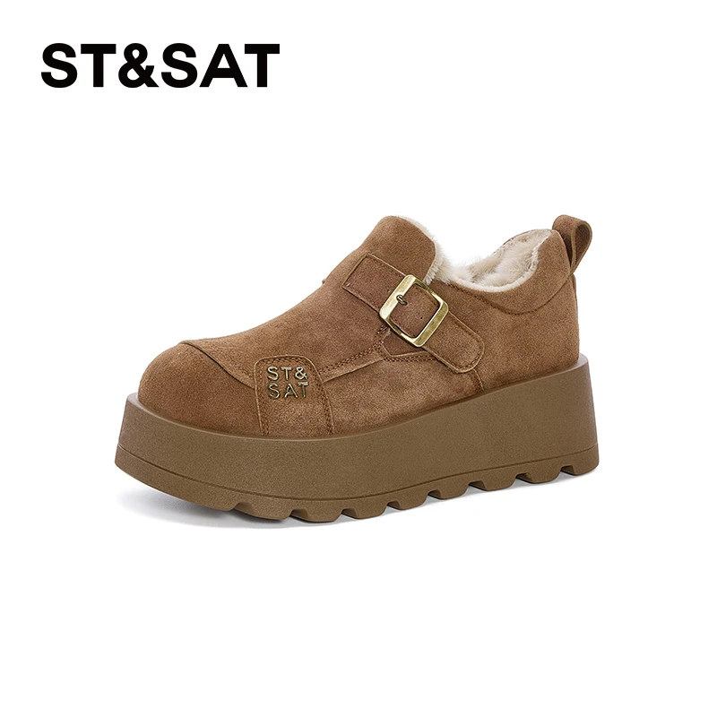 星期六松糕鞋休闲防水台舒适时尚女鞋棉鞋休闲鞋加绒百搭加厚女鞋