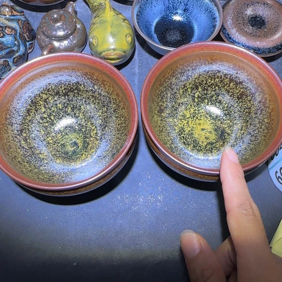 茶盏可*福福建盏茶器两只大将军