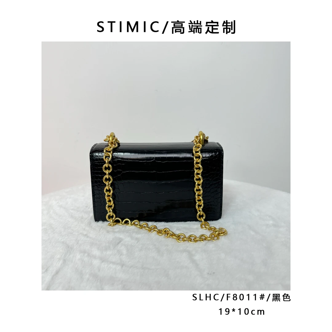 SLHC/F8011#/黑色高端订制手工蜡线女士时尚单肩轻奢斜挎包8011