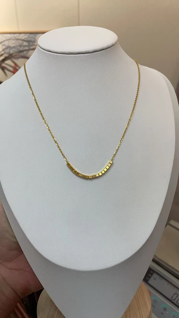 足金5G精工方糖套链