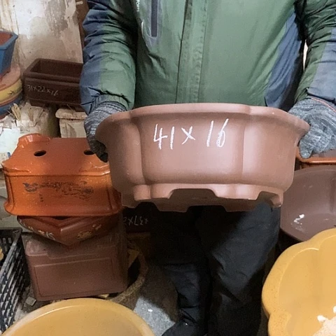 落***根花盆紫砂手工制作