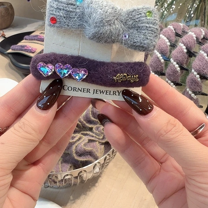 灰色蝴蝶结紫色波浪发夹