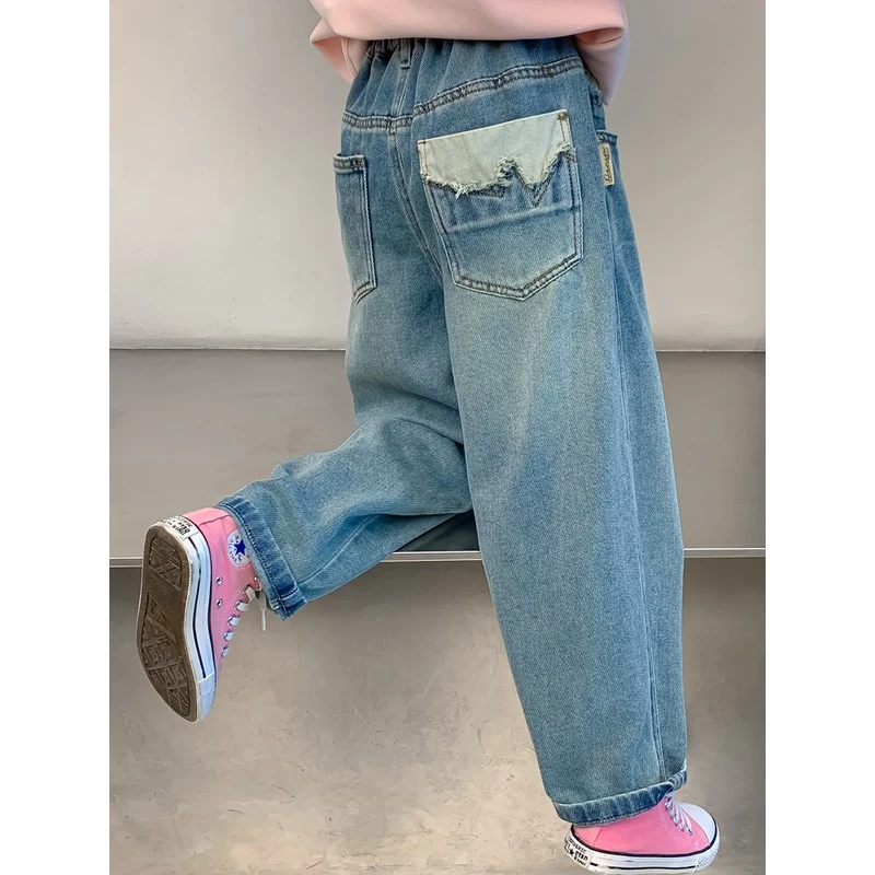 秋季春秋牛仔裤裤女新款韩式时尚女孩秋季儿童款孩休闲裤