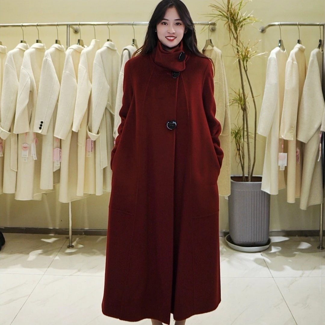 191-200羊毛中长款小香风驼色大衣小个子女毛呢外套呢子