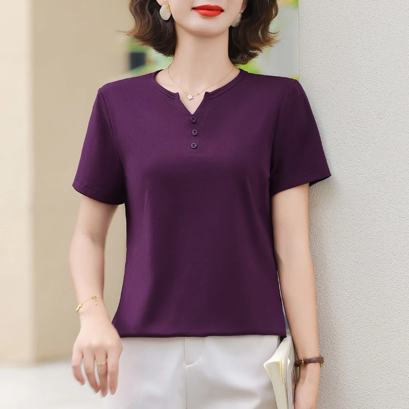 av领正肩短袖t恤女2025新款夏季爆款女装修身漂亮减龄上衣半袖恤