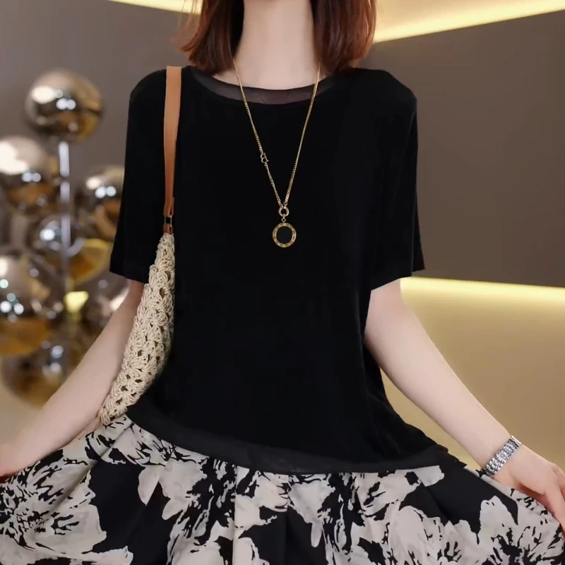 夏天透气短袖T恤女2025年夏季新款时尚百搭显瘦上衣LK2504253