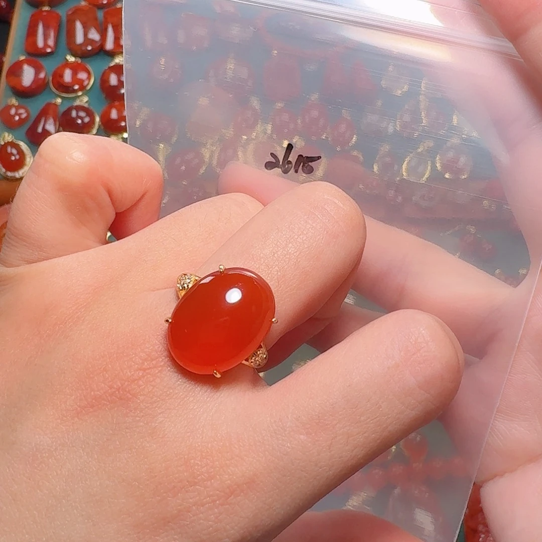 南红玛瑙银S925镶嵌戒指