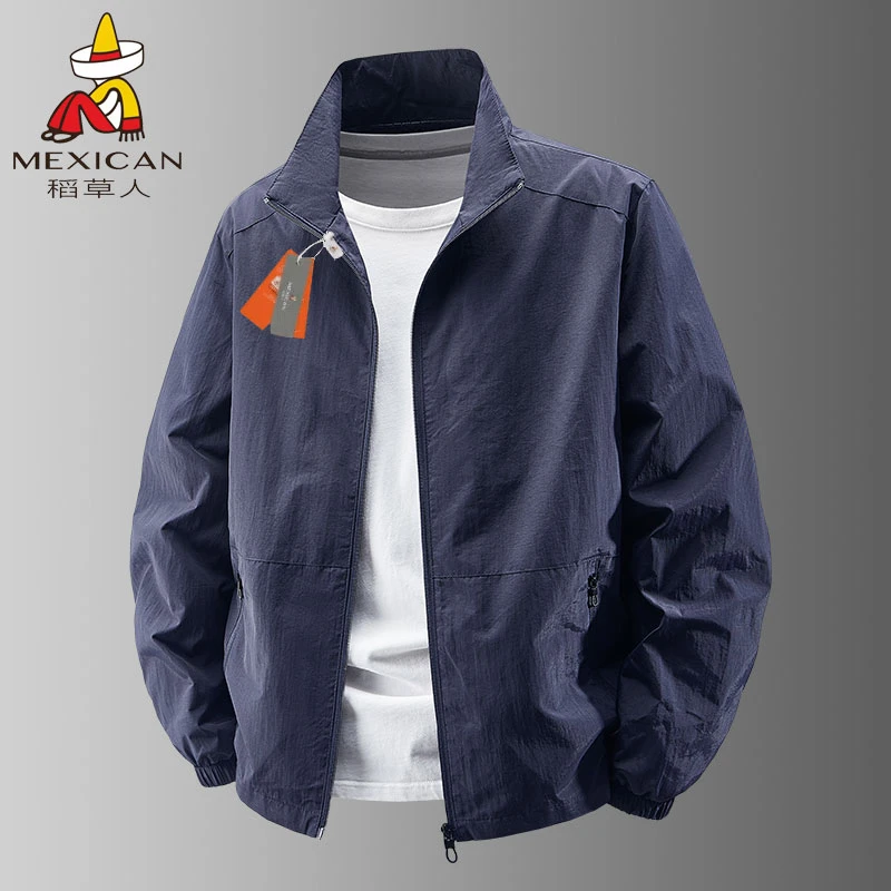 稻草人秋冬季男士大码运动休闲立领夹克户外防风薄款时尚潮流外套