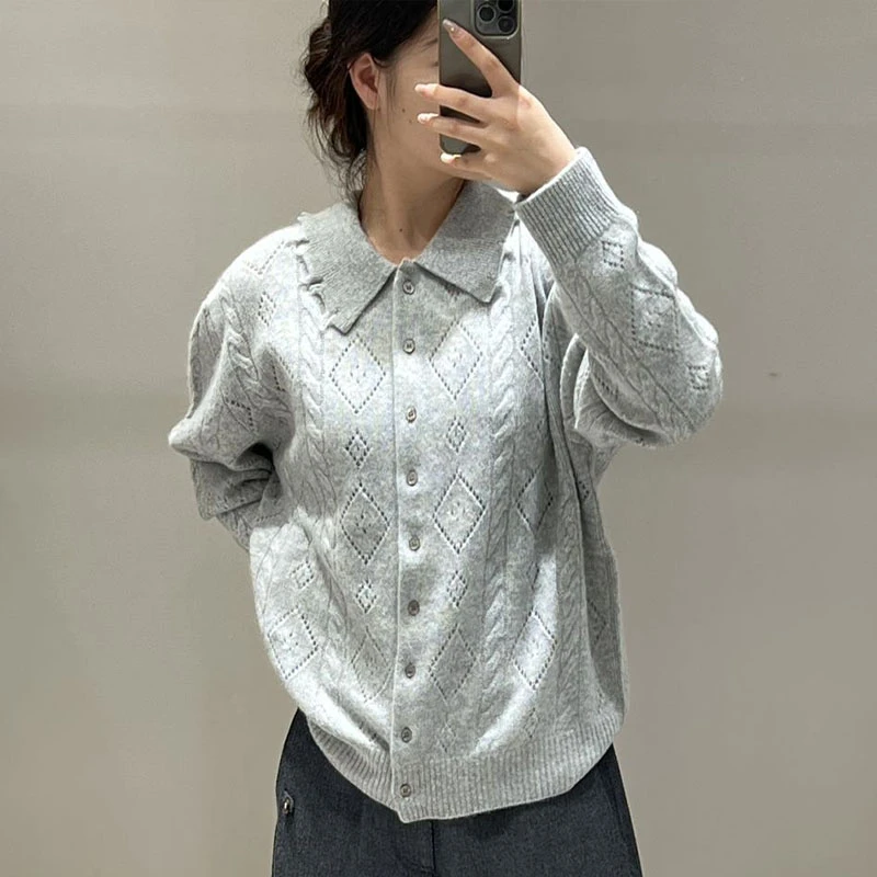 【现货】FIZZFLY | 25设计师品牌新款 25秋季微阔翻领羊绒开衫