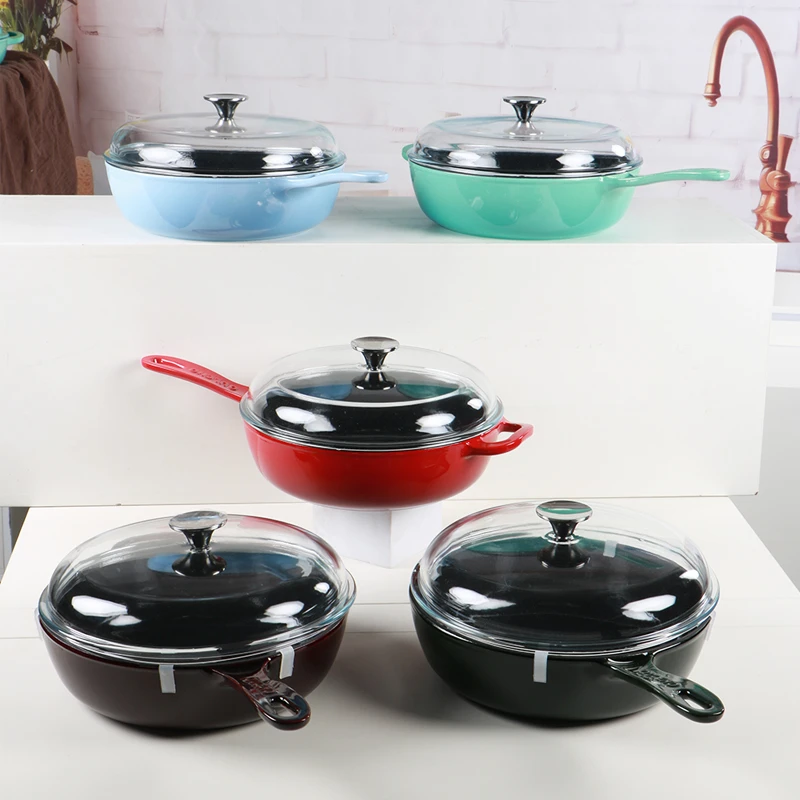 QULENO（大鹏专属）千乐欧公爵26cm深煎锅炒锅珐琅锅铸铁锅