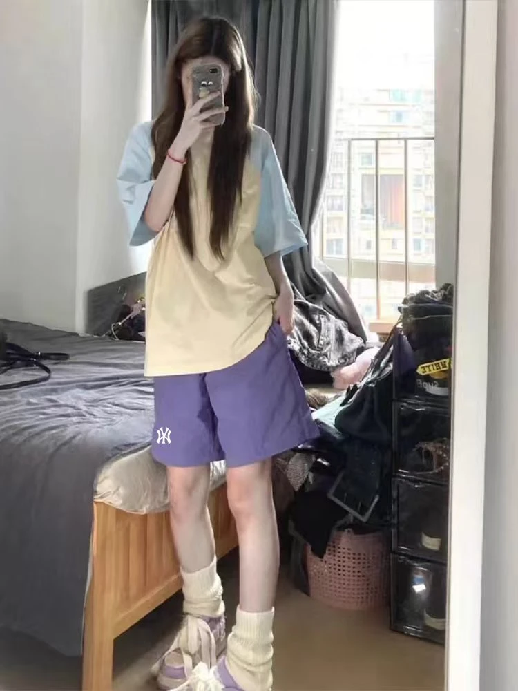 夏季男女同款速干梭织夏季显瘦上衣百搭短袖时尚减龄休闲风五短裤