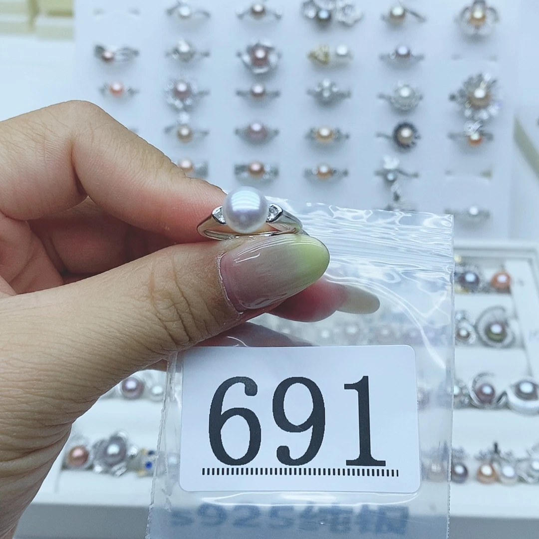 ꧁***꧂戒指银S925镶嵌淡水珍珠691
