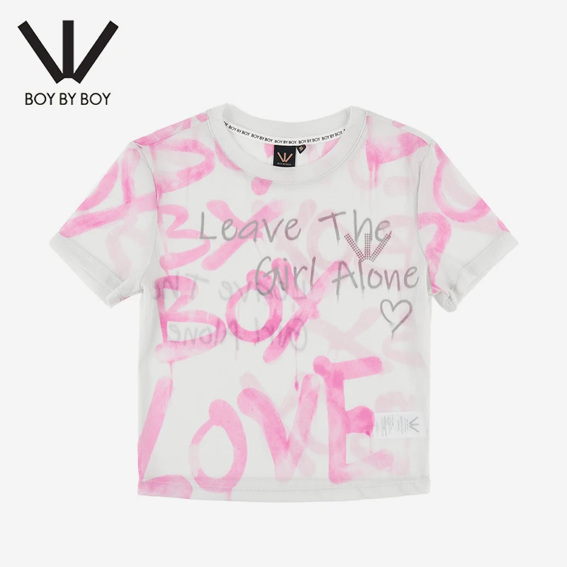 BOY BY BOY夏季清爽透气粉色细闪高级轻薄罩衫百搭短袖T恤W01074