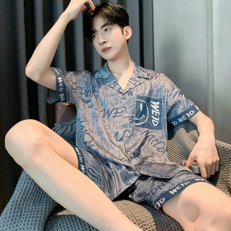 凉感冰丝睡衣男士2025新款夏季短袖薄款夏天青少年学生家居服套装