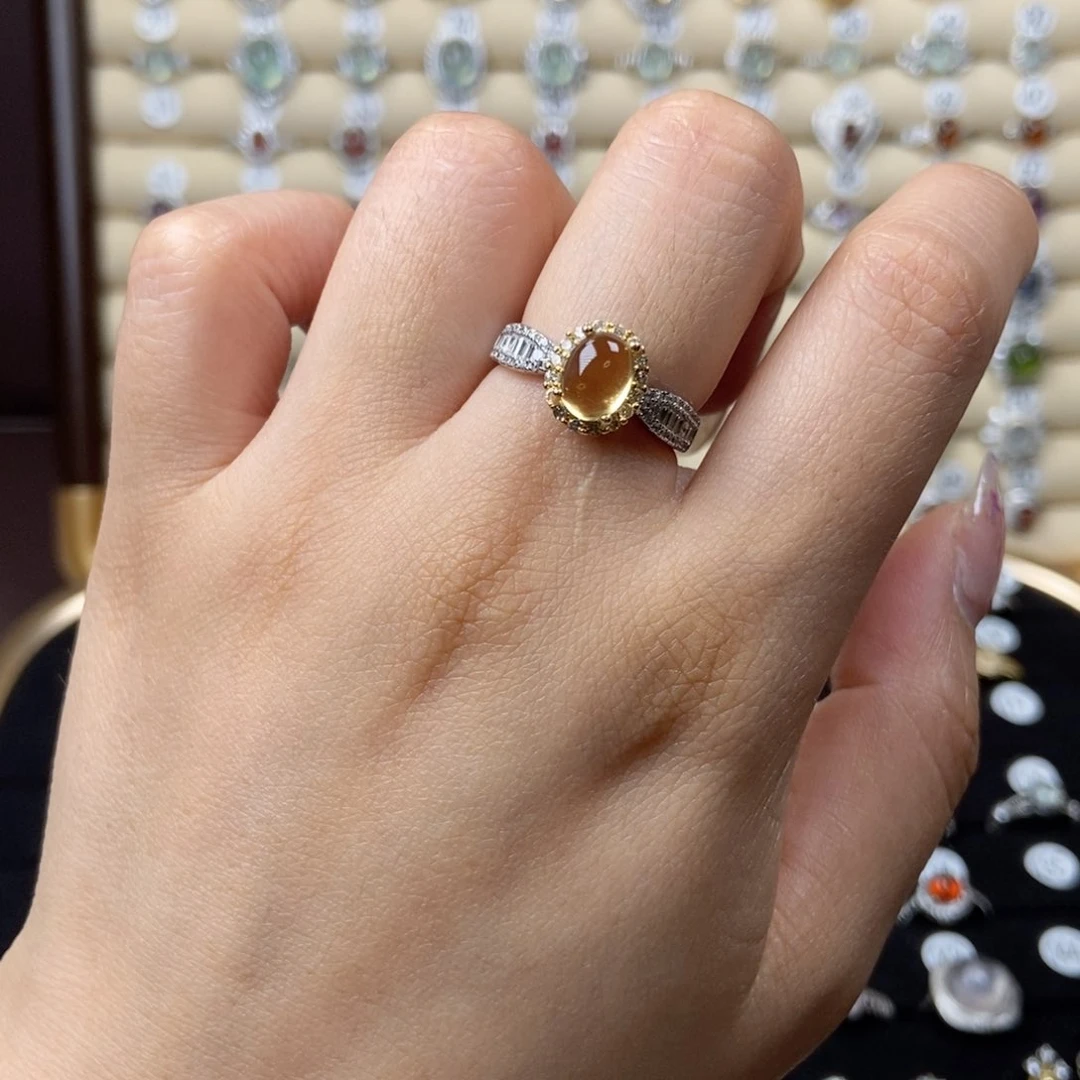 黄晶戒指银S925镶嵌N*Y戒指