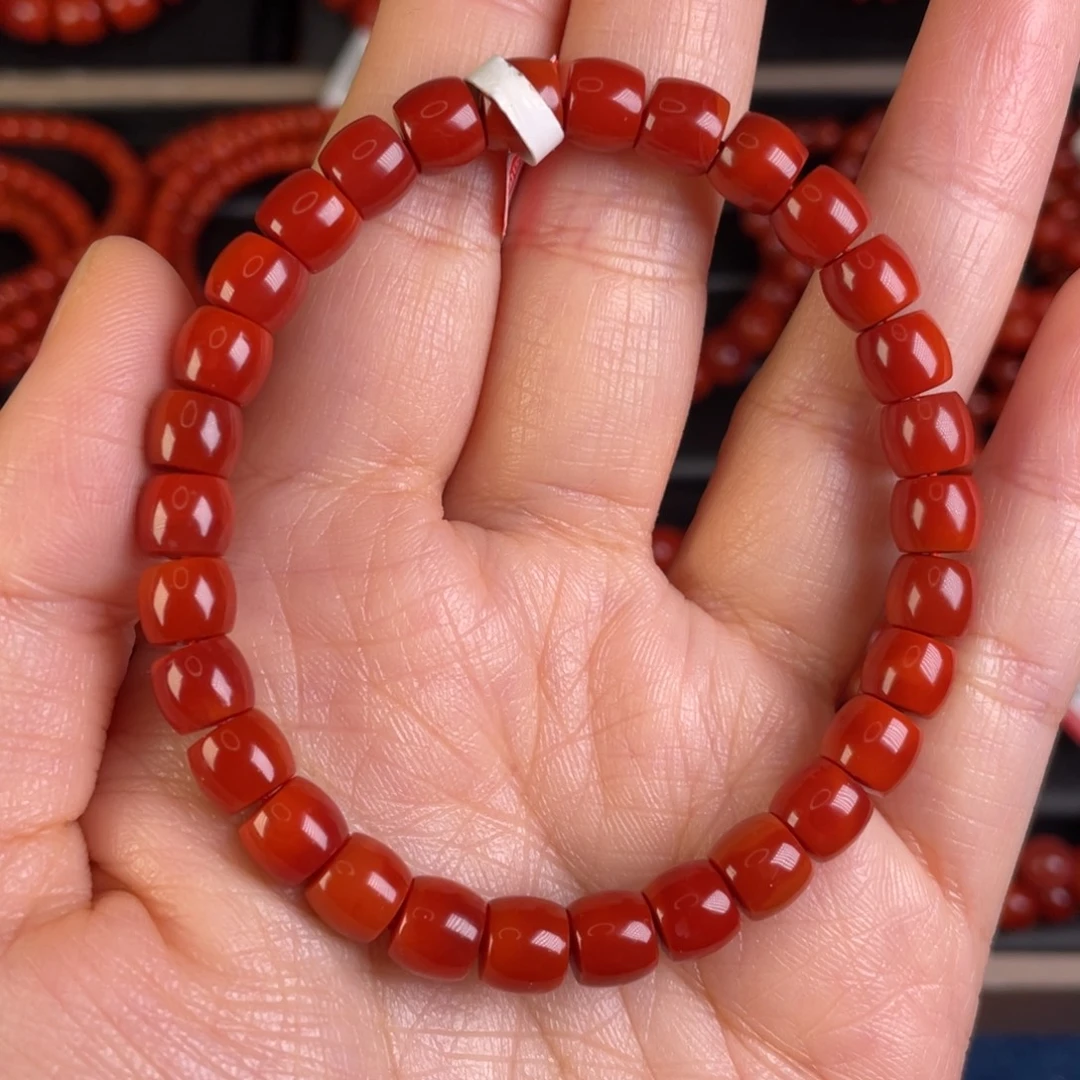 A***.南红玛瑙未镶嵌手链满肉满色花