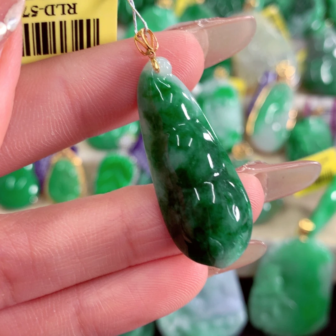 翡翠18K金镶嵌吊坠(不含链)