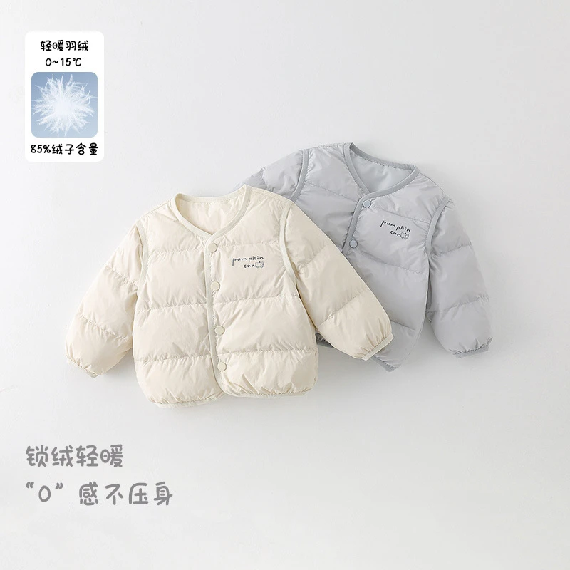 男童羽绒内胆秋冬新款宝宝轻薄保暖90白鸭绒外套婴儿卡通衣服 a类