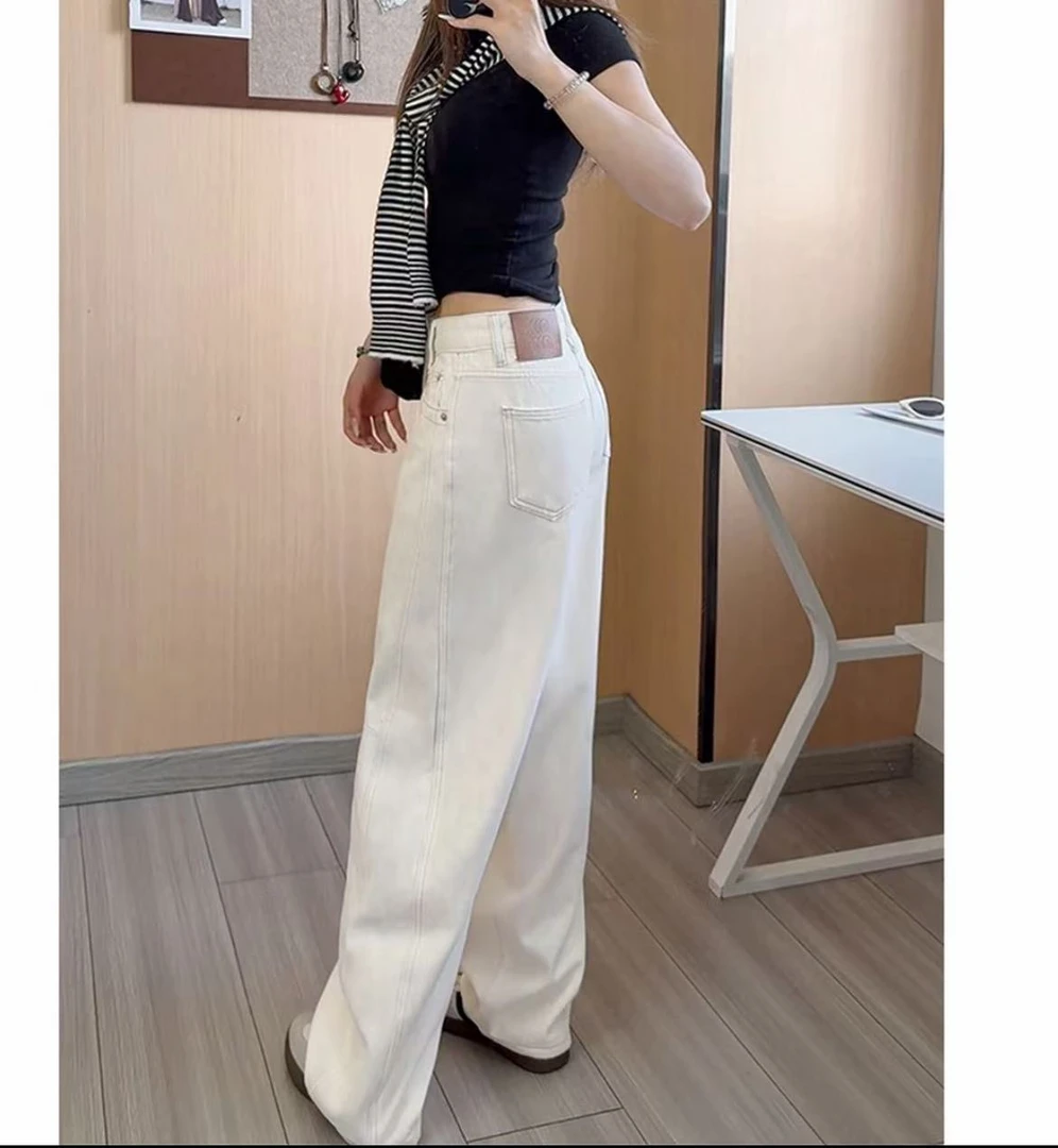 2025年夏季新款阔腿弯刀裤小个子宽松直筒牛仔裤女68007