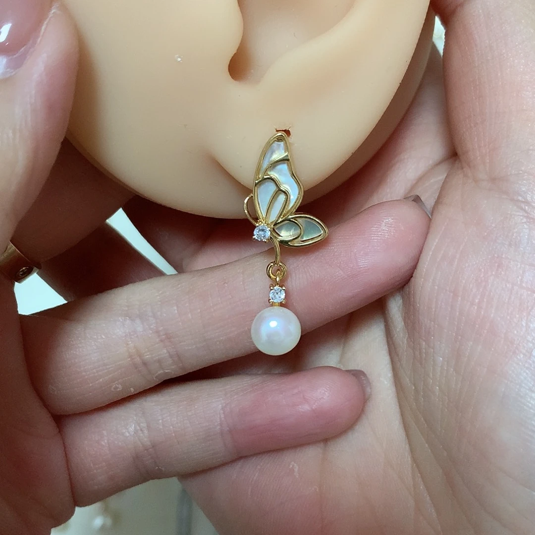 淡水珍珠耳饰合金