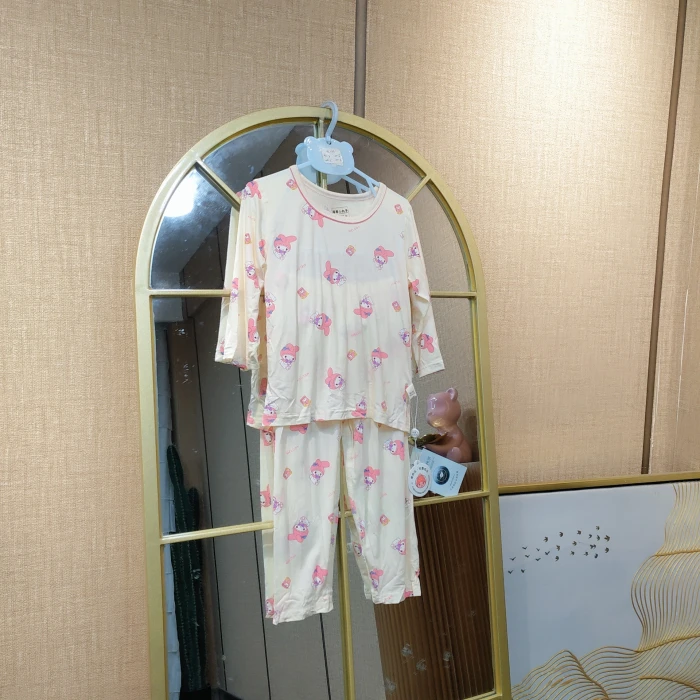 AC123  宝宝杏色九分空调服套装   夏季