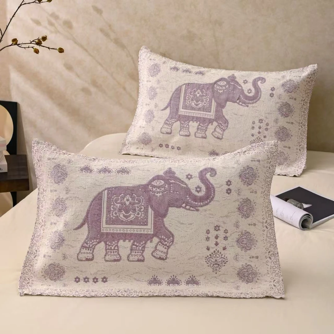 枕巾【福象 紫色】52X78厘米 高端轻奢亲肤加厚成人大号枕巾一对