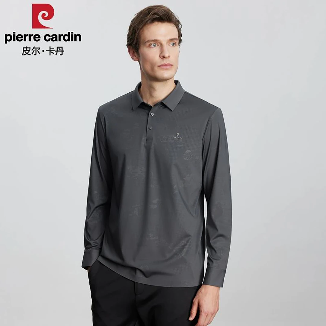 皮尔卡丹男士针织长袖运动户外休闲商务翻领舒适时尚百搭简约亲肤