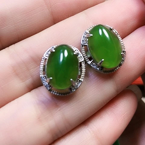 和田玉戒指银S925镶嵌