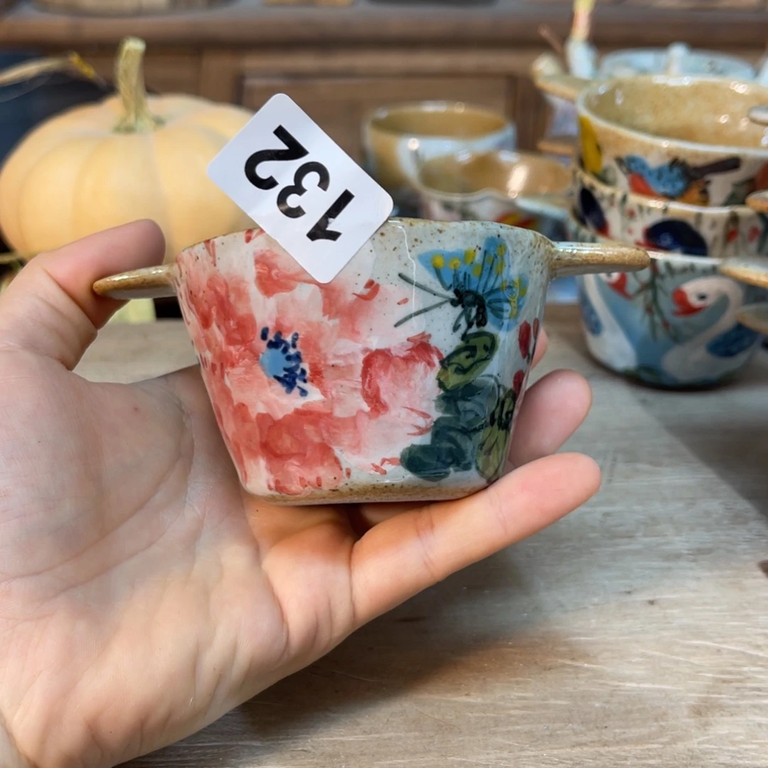 壶素浅陶瓷手工手绘