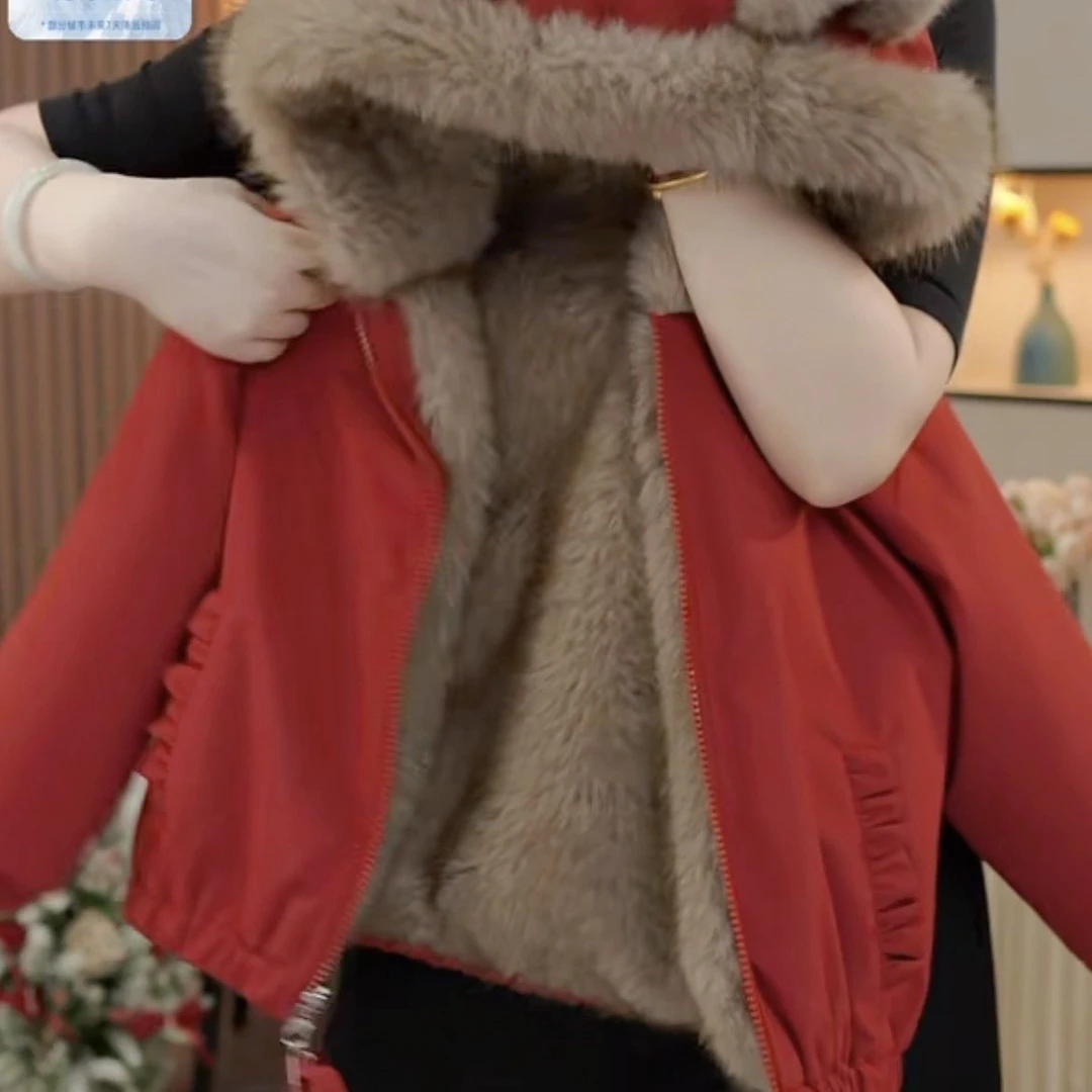 女童加绒克服冬季外套新款宝宝洋气棉衣加厚棉服棉袄儿童冬装