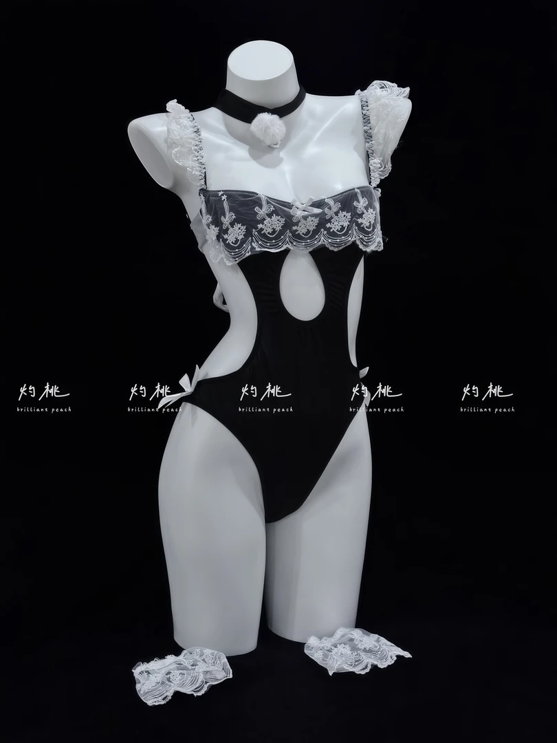 黑色均码女性四季连体衣睡衣睡裙蕾丝甜美白色轻奢