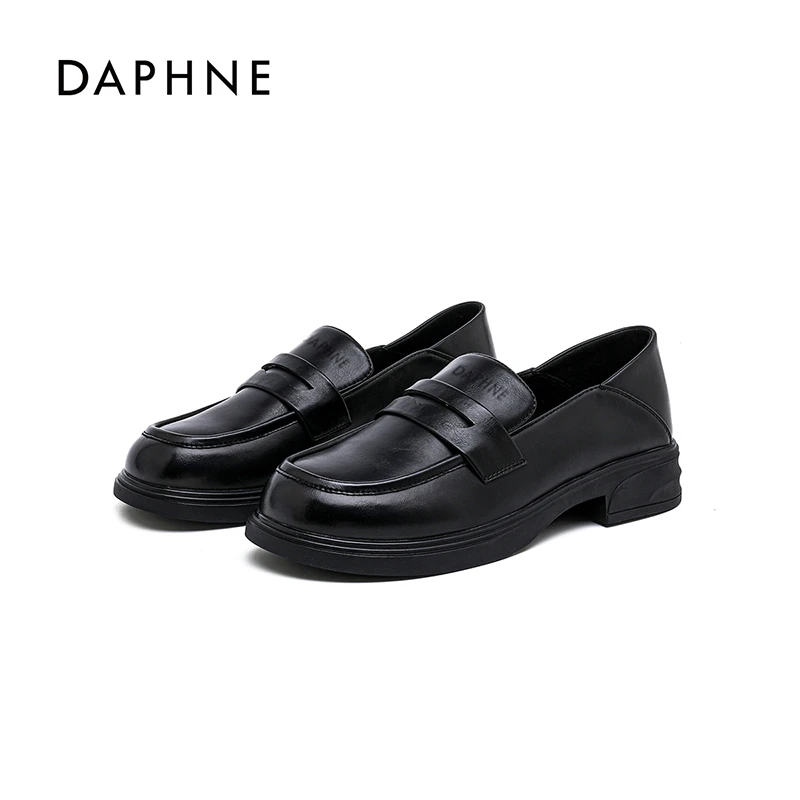 Daphne/达芙妮女鞋2025秋季乐福鞋粗跟增高休闲简约通勤时尚百搭