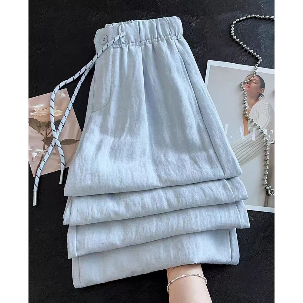 G25005今年新款天丝亚麻窄版阔腿裤长裤