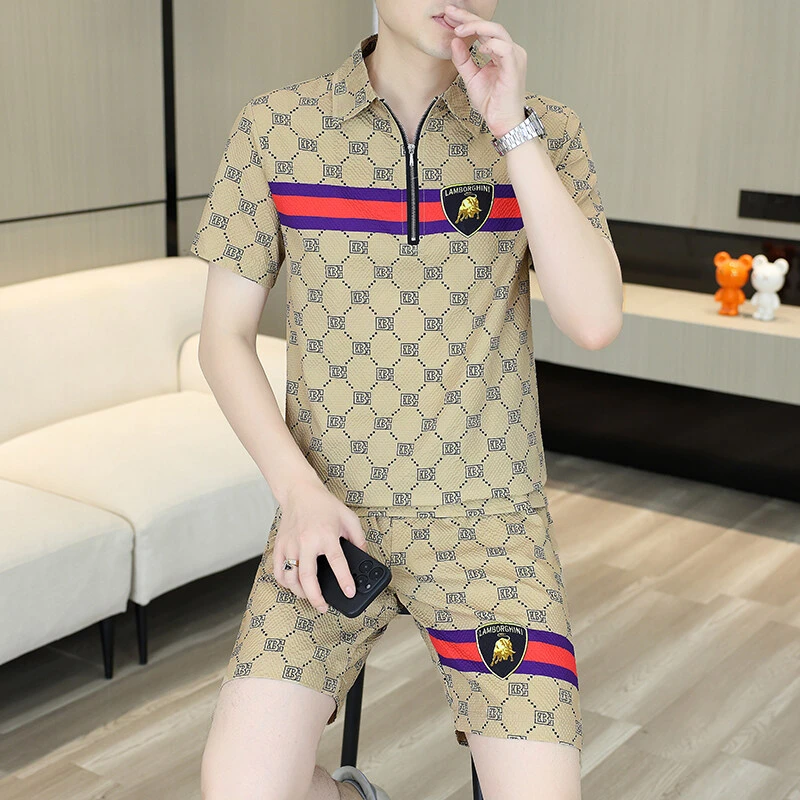 时尚潮流韩版夏季欧货男士套装Polo衫短袖夏装潮流男士短裤两件套