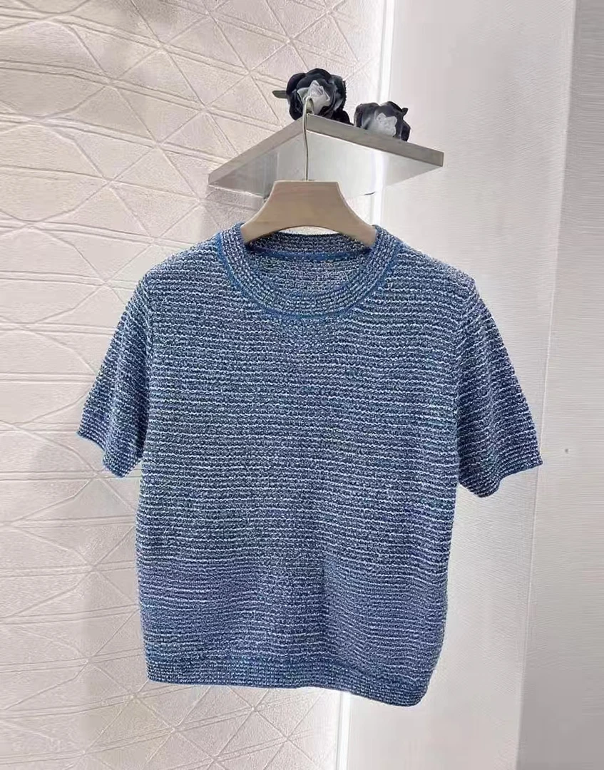 C047~哥哥~蓝色条纹针织上衣