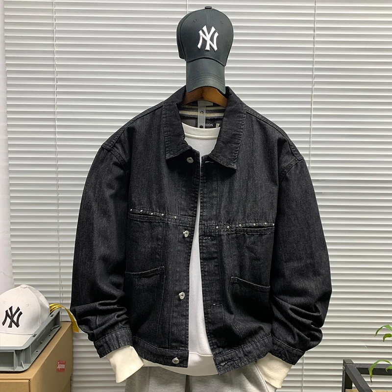 美式复古牛仔外套男春秋新款潮牌痞帅休闲宽松百搭高级感夹克上衣