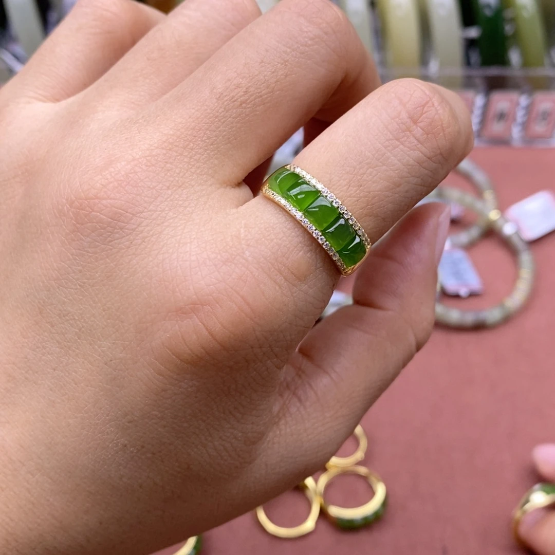 和田玉银S925镶嵌戒指