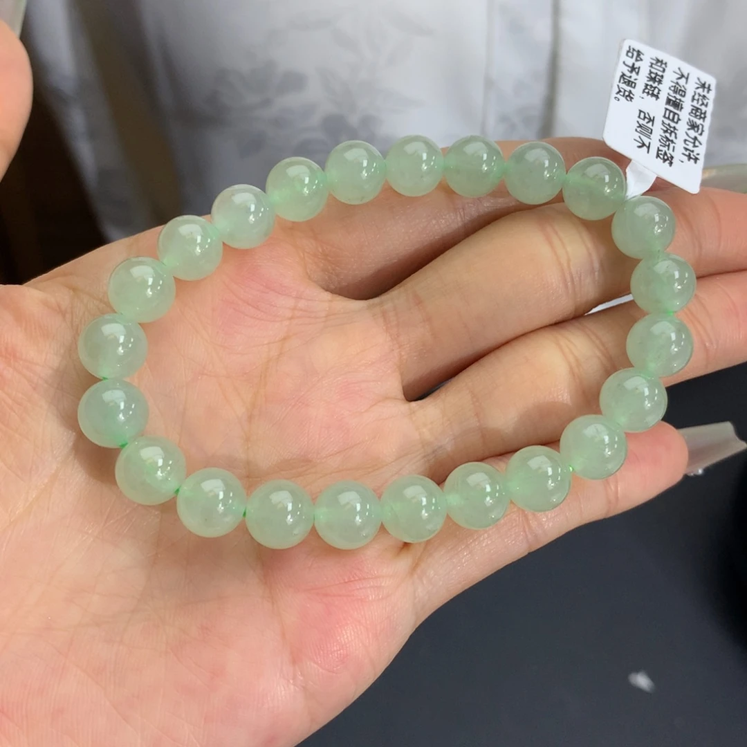未镶嵌手链翡翠卡8胶润晴手串（有纹