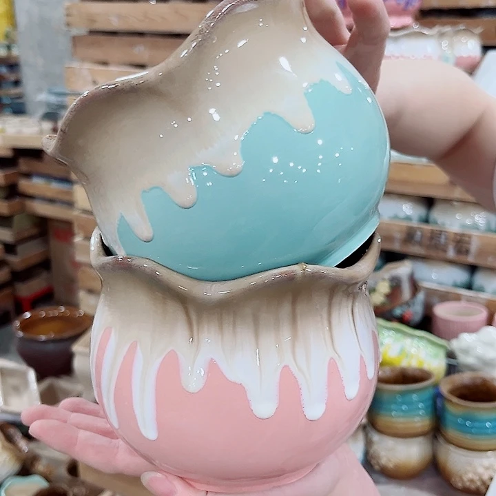 有孔.凑单10元陶瓷花盆发货！