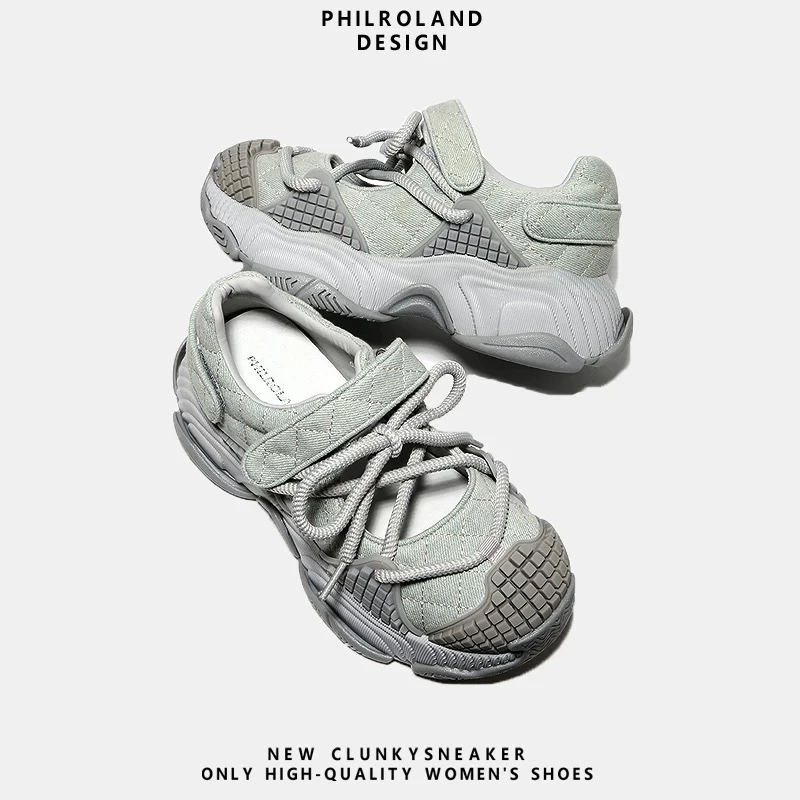 韩版老爹鞋女小众2025夏季新款魔术贴厚底休闲鞋ins潮女鞋