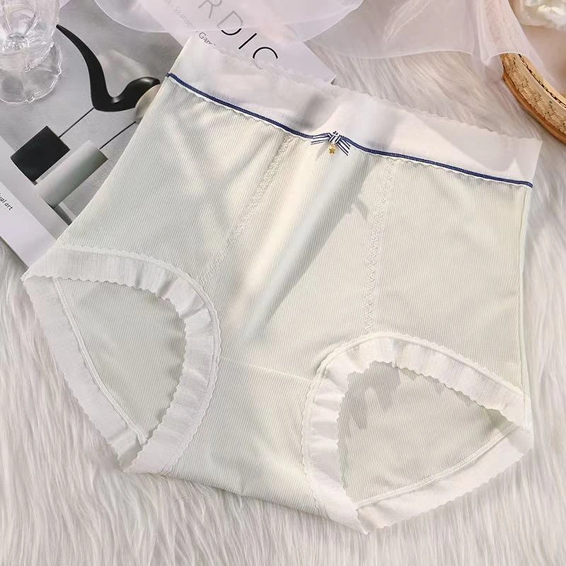 夏季简约薄款大码高腰少女内裤可爱纯欲200斤冰丝裸感女士三角裤