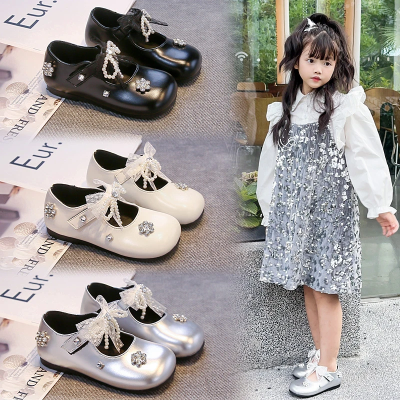 2025年新款儿童时尚蝴蝶结公主鞋女童玛丽珍鞋软底单鞋2005