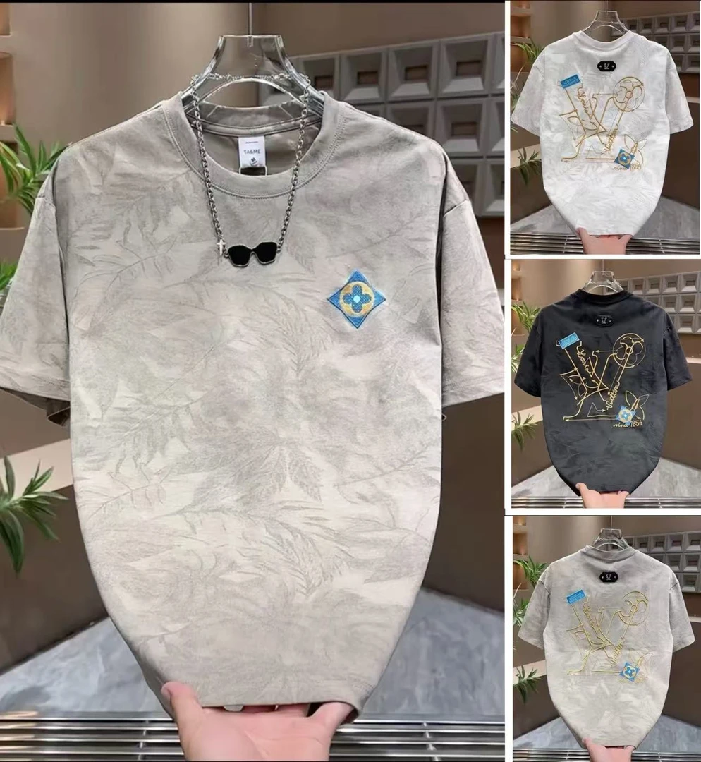 男士美式设计感刺绣短袖t恤2025新款夏季潮牌潮流宽松欧货男半袖